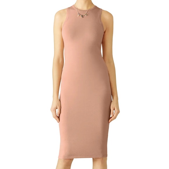 Finders Keepers Dresses & Skirts - Blush Cutout Knit Sheath Pink Sleeveless Midi Dress